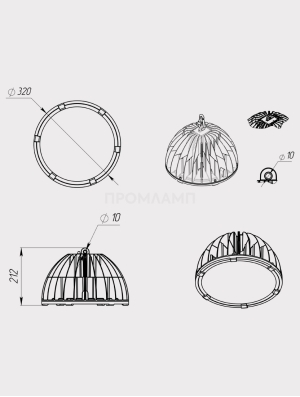 Размеры светильника FHB 03-230-840-D60